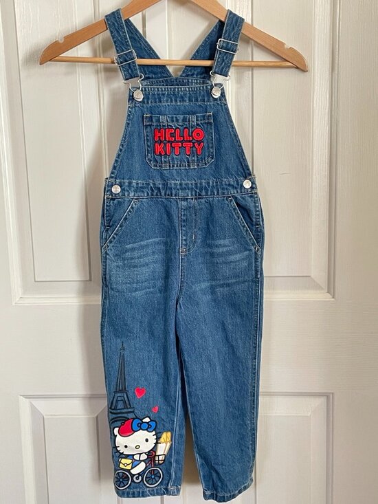 Hello Kitty Other - Hello Kitty Sanrio Girls 4T Denim Overalls Eiffel Tower Bicycle